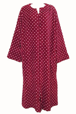 Miss Elaine Red/Pink Polka-Dot Long Fleece Zip-Up Robe thumbnail 3