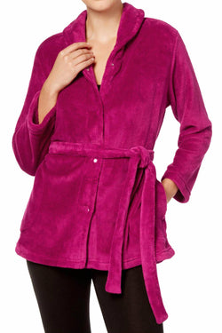 Miss Elaine Vintage-Berry Solid Fleece Bed Jacket thumbnail 1