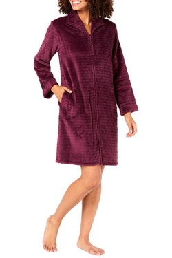 Miss Elaine Wine Jacquard Cuddle Fleece Zip Robe thumbnail 2