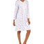 Miss Elaine Wo Brushed Back Floral-print Satin Nightgown Pink Floral Stems On Aqua