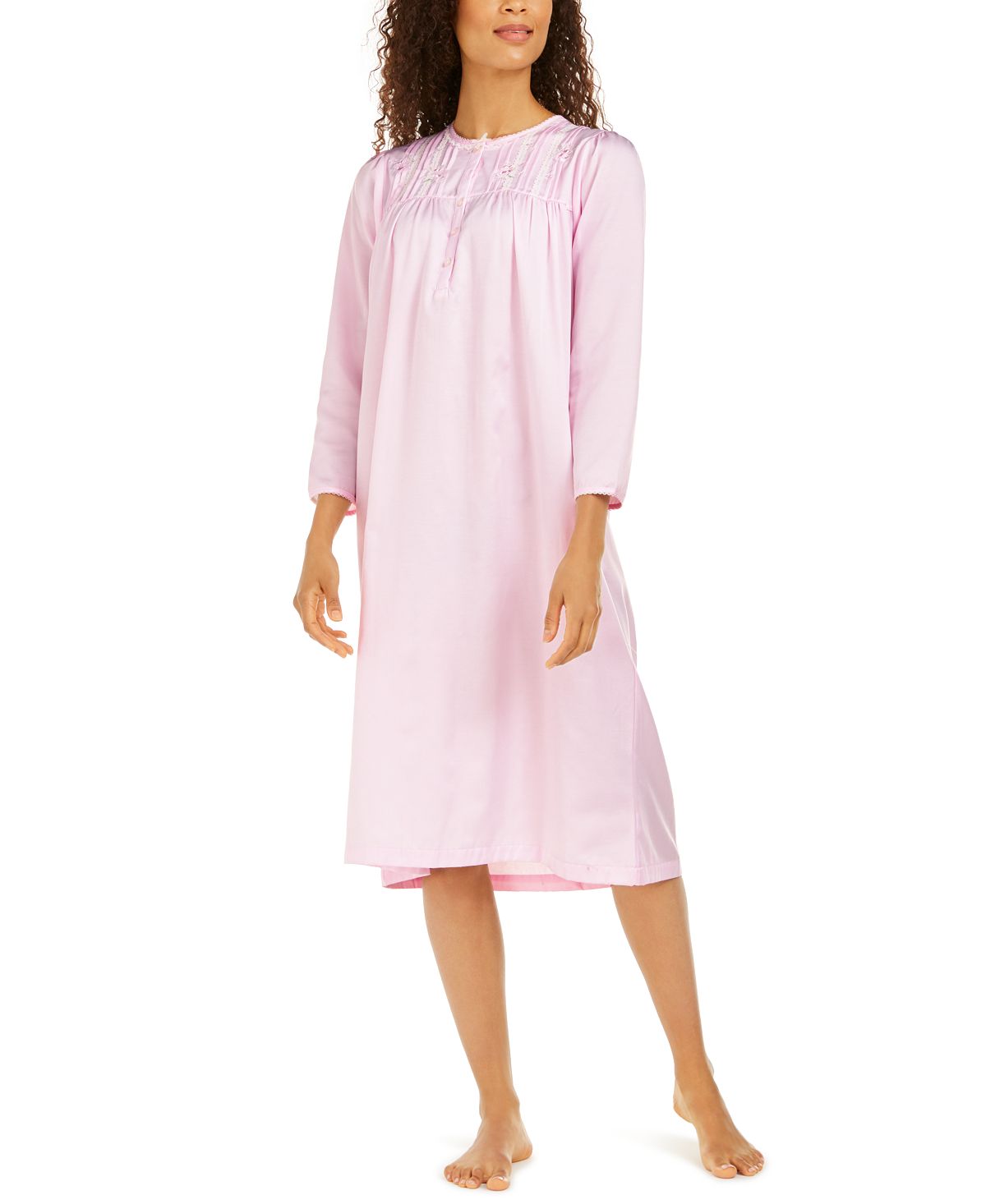 Miss Elaine Wo Brushed Back Satin Nightgown Pink