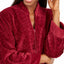 Miss Elaine Wo Jacquard Cuddle Fleece Long Zipper Robe Burgundy