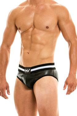 Modus Vivendi Black Perforated Vegan Leather Brief thumbnail 1