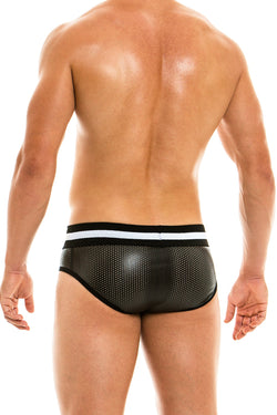 Modus Vivendi Black Perforated Vegan Leather Brief thumbnail 3
