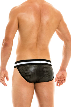 Modus Vivendi Black Perforated Vegan Leather Sports Brief thumbnail 3