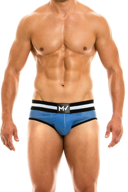Modus Vivendi Blue Perforated Vegan Leather Brief thumbnail 2