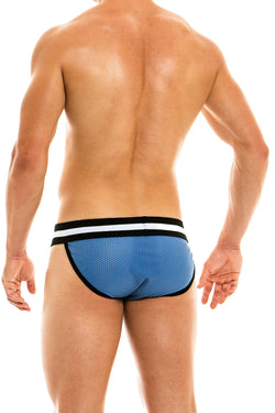 Modus Vivendi Blue Perforated Vegan Leather Sports Brief thumbnail 3