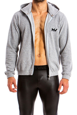Modus Vivendi Grey Bull Hoodie/Bomber 2-in-1 Jacket thumbnail 4