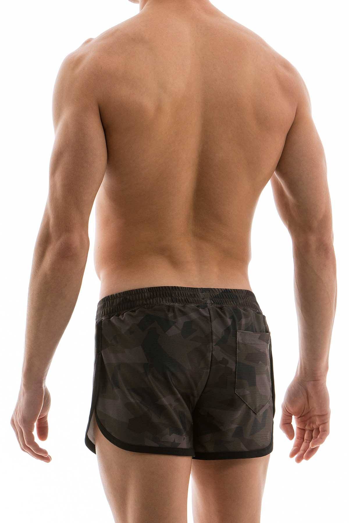 Modus Vivendi Khaki-Camo Side-Split Swim Short