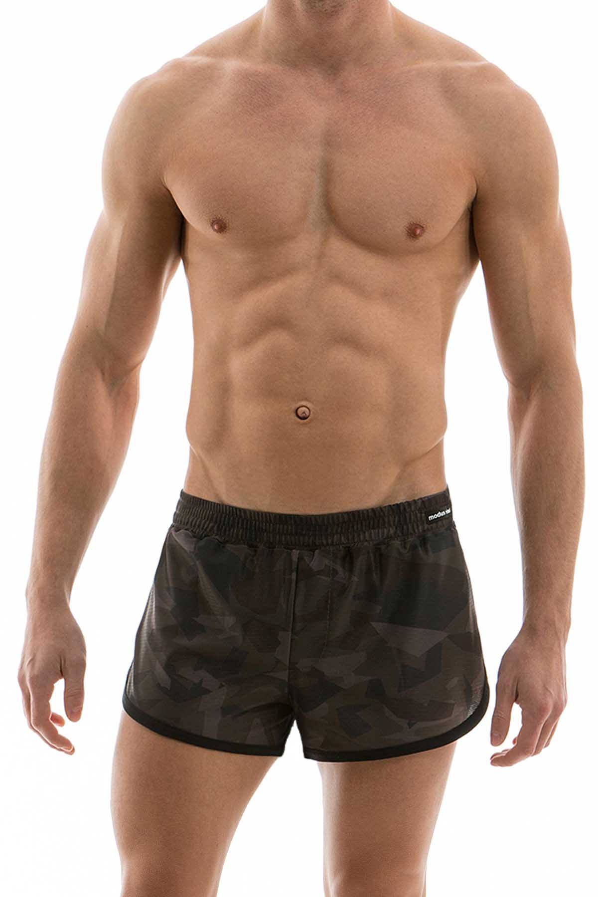 Modus Vivendi Khaki-Camo Side-Split Swim Short
