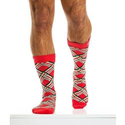 Modus Vivendi Red Check Line Mid Cut Socks thumbnail 2