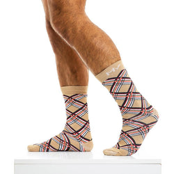 Modus Vivendi sand Check Line Mid Cut Socks thumbnail 1