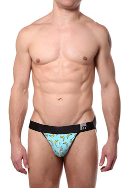 Mosmann Blue/Banana-Print X-Appeal Bamboo Jockstrap thumbnail 1