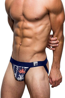 Mosmann Navy Zen Printed Bamboo Jockstrap thumbnail 1