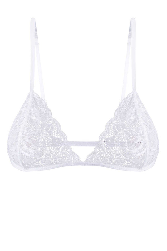 Mosmann White Isabella Lace Triangle Bralette