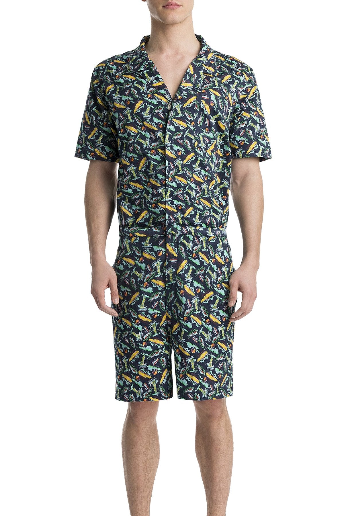 Mr.Turk x 2(X)IST Navy Tourist-Print Oversized Jumpsuit