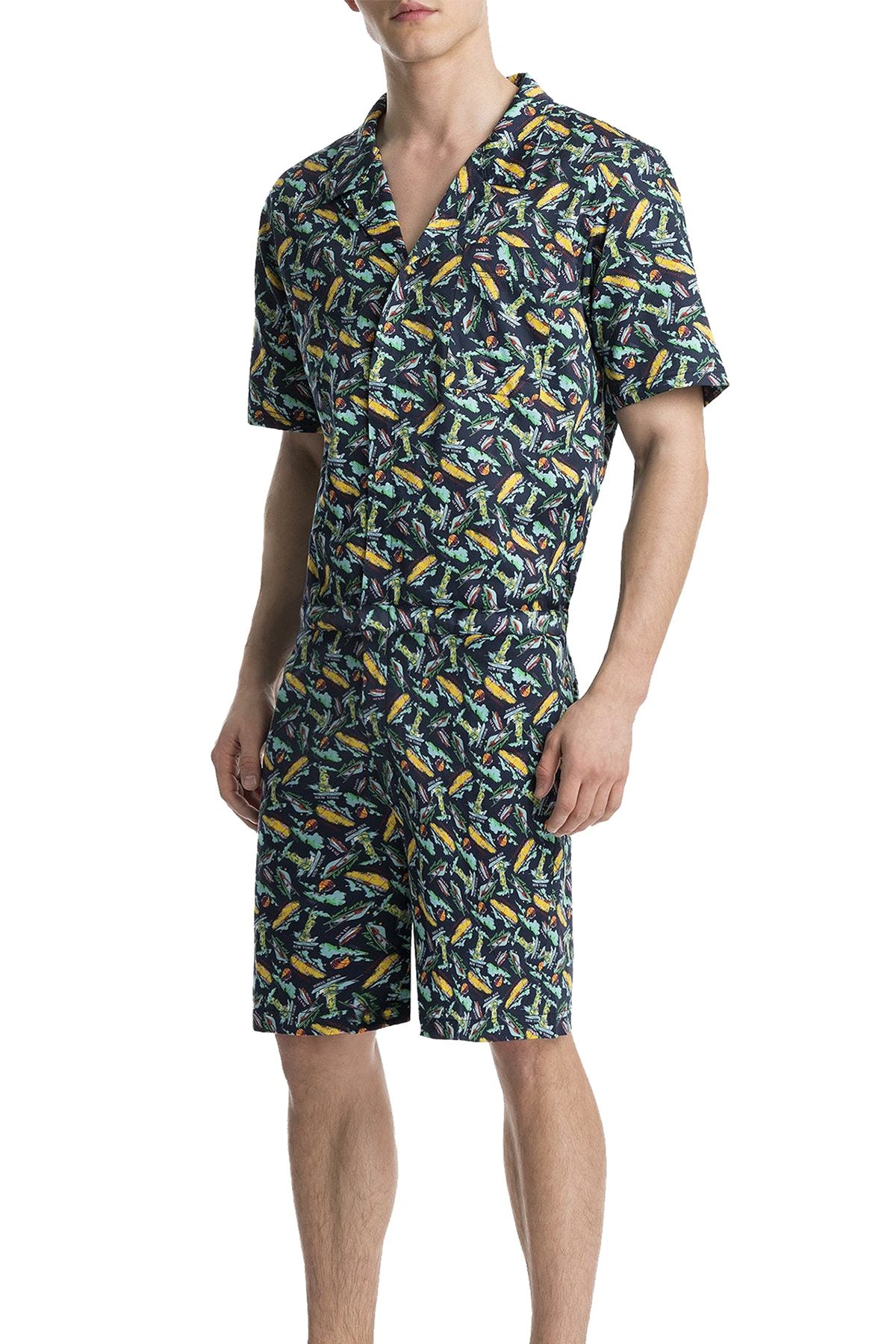 Mr.Turk x 2(X)IST Navy Tourist-Print Oversized Jumpsuit