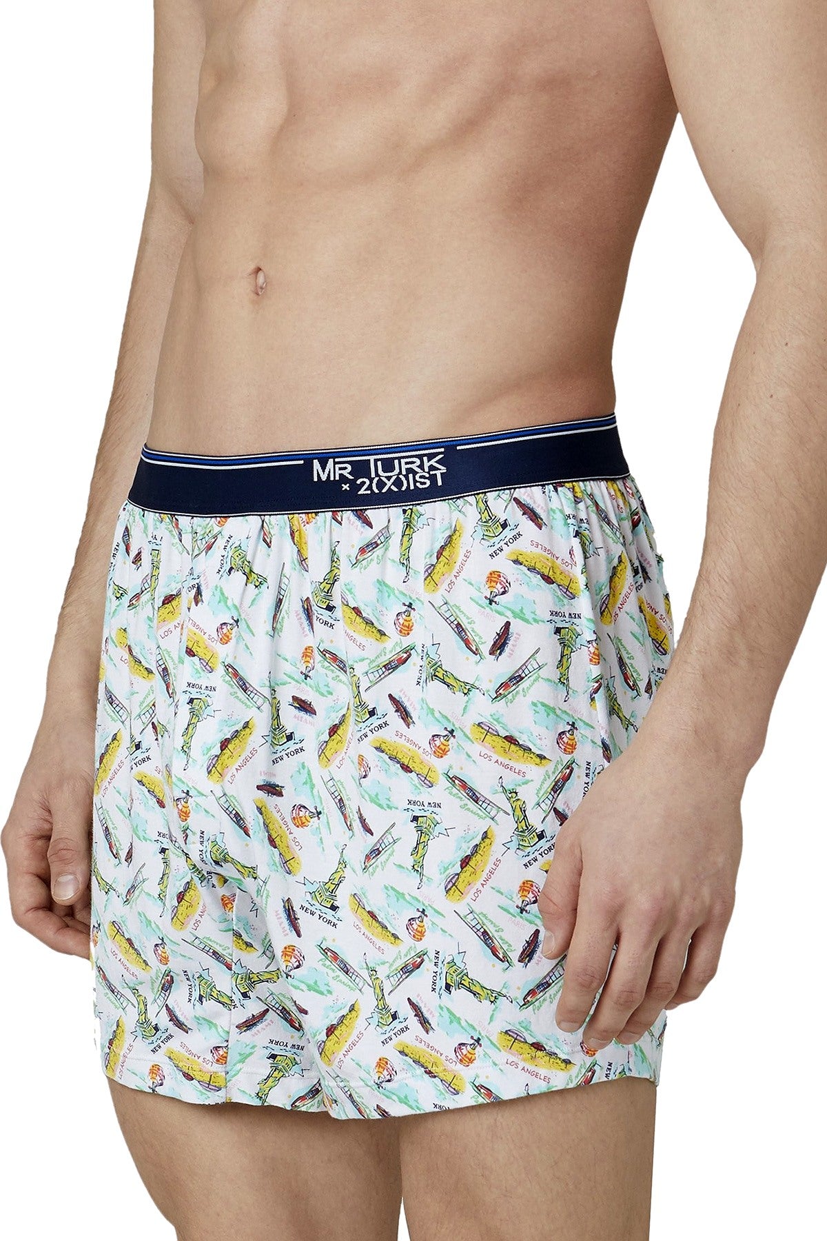 Mr.Turk x 2(X)IST White Tourist-Print Modal Slim-Fit Boxer Short