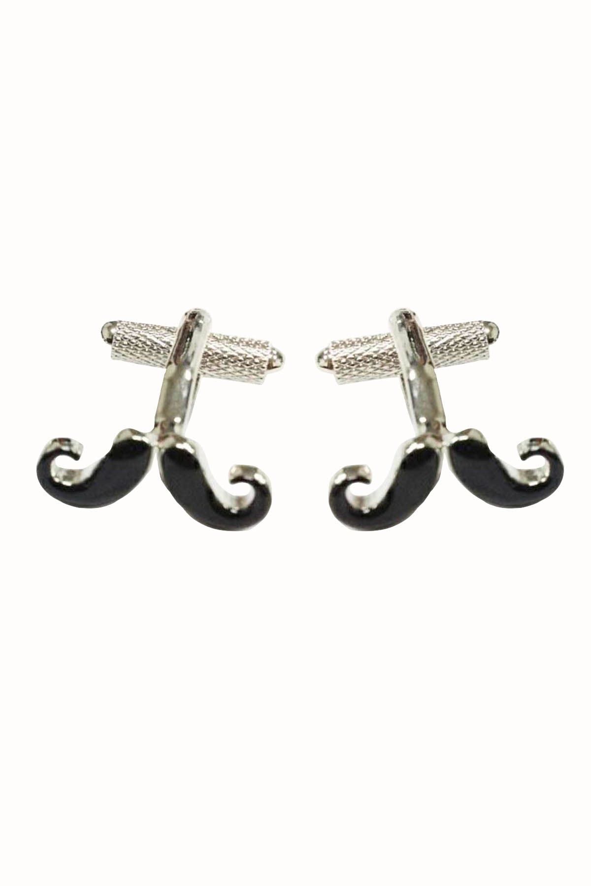 Mrs. Bow Tie Black Moustache Cufflinks