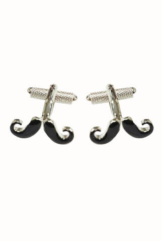 Mrs. Bow Tie Black Moustache Cufflinks