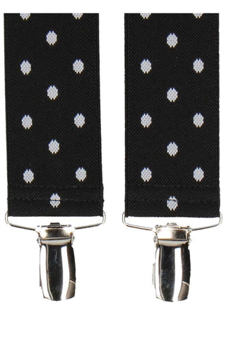 Mrs. Bow Tie Black & White Polka Dot Broxton Suspenders