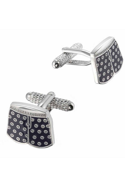 Mrs. Bow Tie Navy & Silver Boxer Short Cufflinks