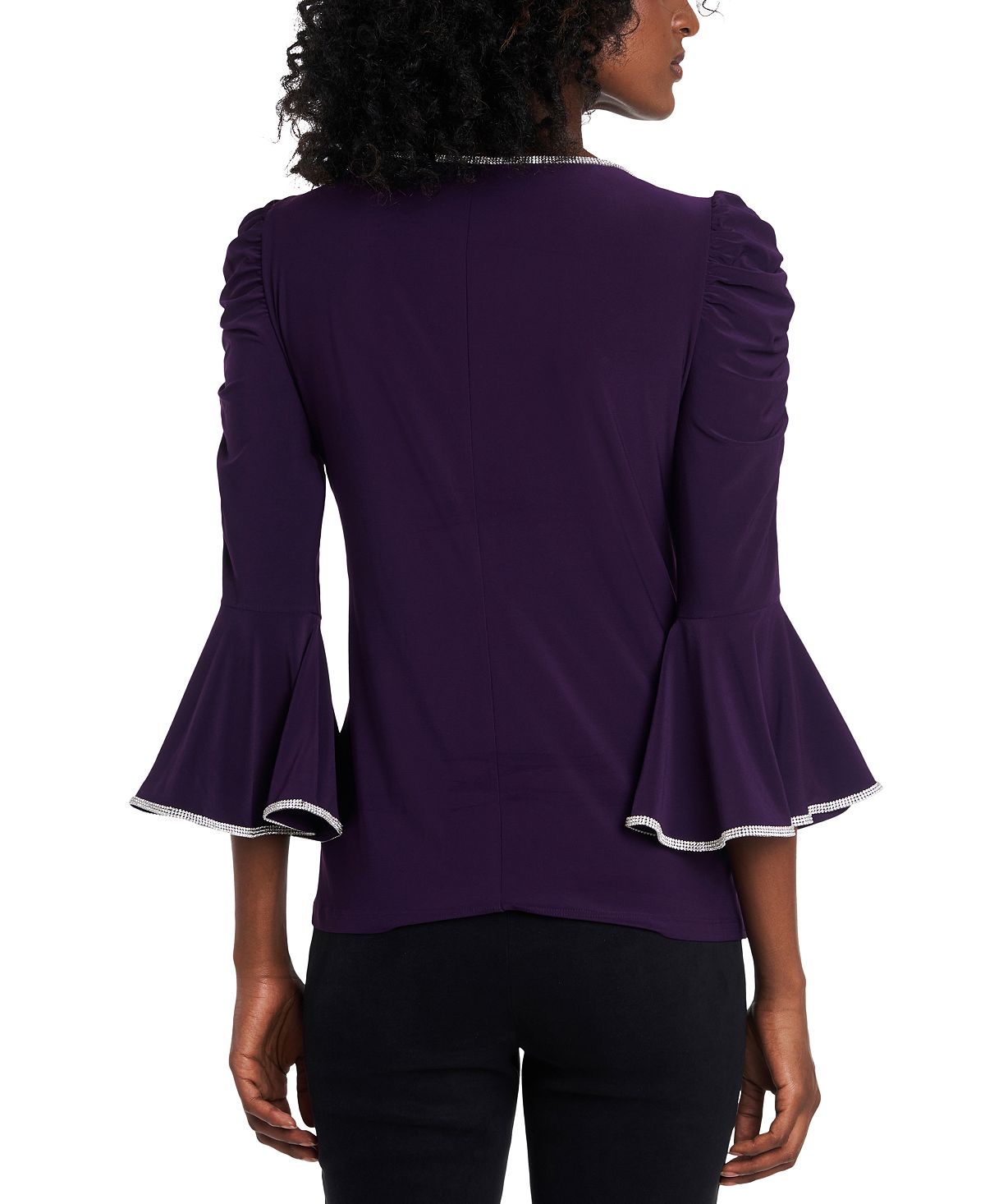Msk Embellished Boat-neck Top Luxe Plum
