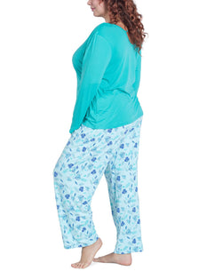 Muk Luks Cool Girl Pajama Set Greenwitht thumbnail 2