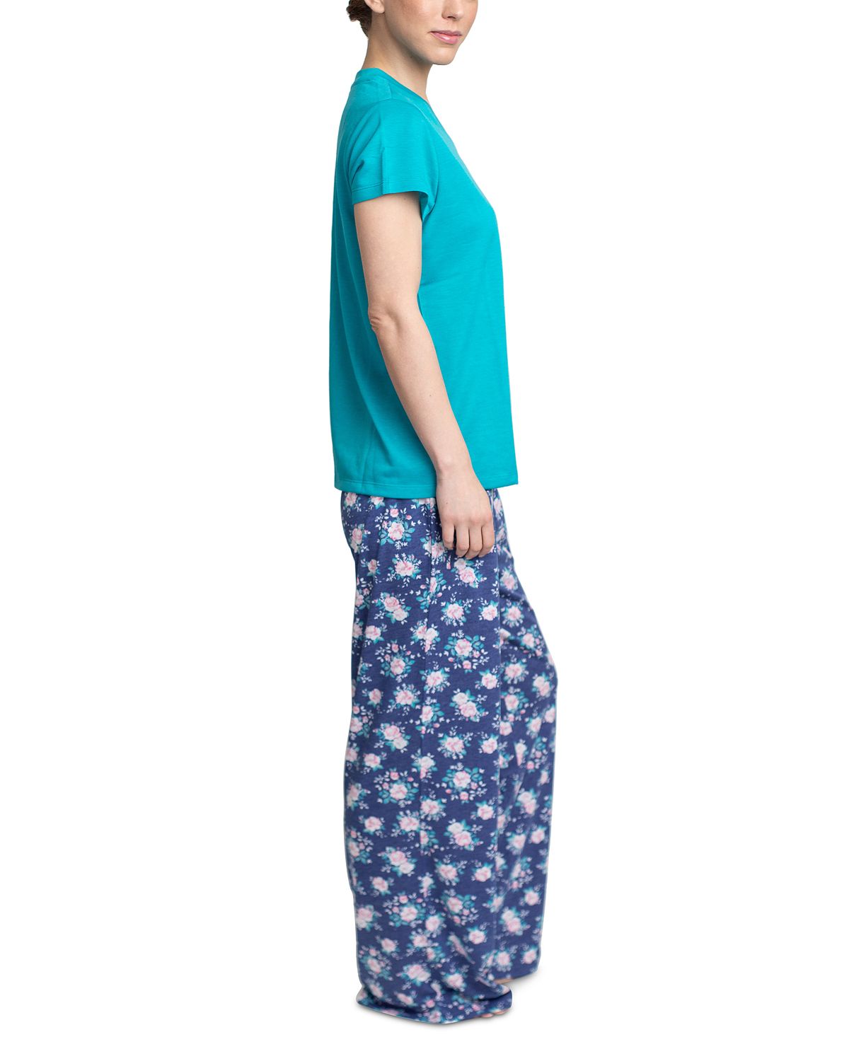 Muk Luks Knit Pajama Set Blue/floral