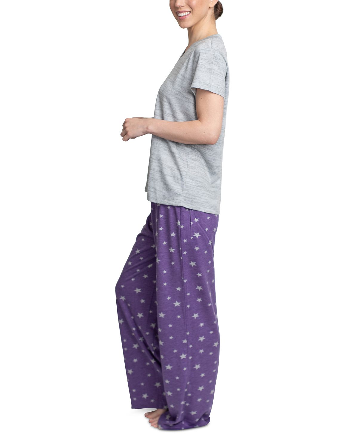 Muk Luks Knit Pajama Set Gry/star