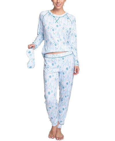 Muk Luks Printed Hacci Pajamas & Sleep Mask Set Bear