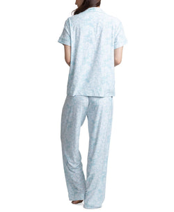 Muk Luks Printed Short Sleeve Pajama Set Mint Cloud thumbnail 2