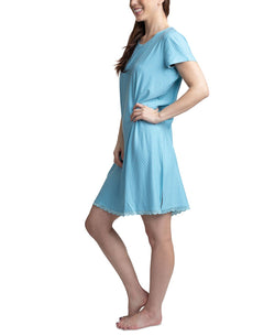 Muk Luks Printed Short Sleeve Sleepshirt Nightgown White Dot thumbnail 3