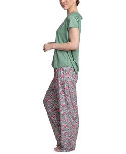 Muk Luks T-shirt & Pants Pajama Set Green And thumbnail 3