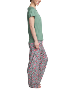 Muk Luks T-shirt & Pants Pajama Set Green And thumbnail 4