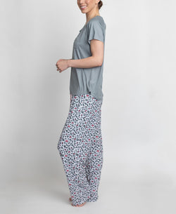 Muk Luks T-shirt & Pants Pajama Set Gry And Le thumbnail 2