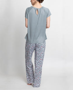 Muk Luks T-shirt & Pants Pajama Set Gry And Le thumbnail 3