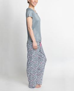 Muk Luks T-shirt & Pants Pajama Set Gry And Le thumbnail 4