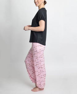 Muk Luks T-shirt & Printed Pants Pajama Set Black And Dogs thumbnail 2