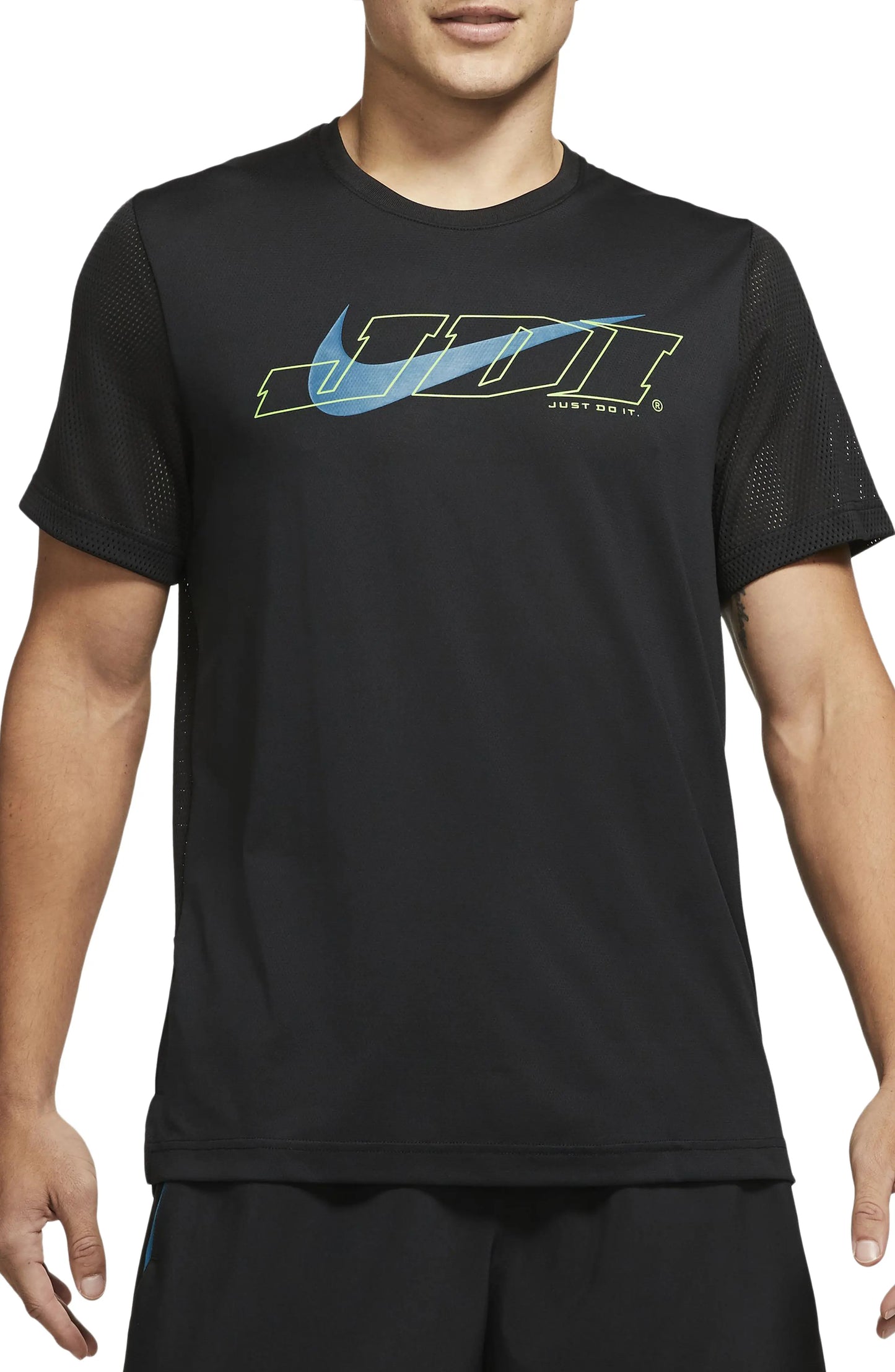 NIKE Sport Clash Performance Graphic Tee in Black/green Abyss at Nordstrom, Size X-Large Regular
