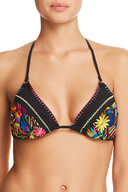 Nanette by Nanette Lepore Isla Marietas Embroidered Halter Bikini Top in Black thumbnail 2