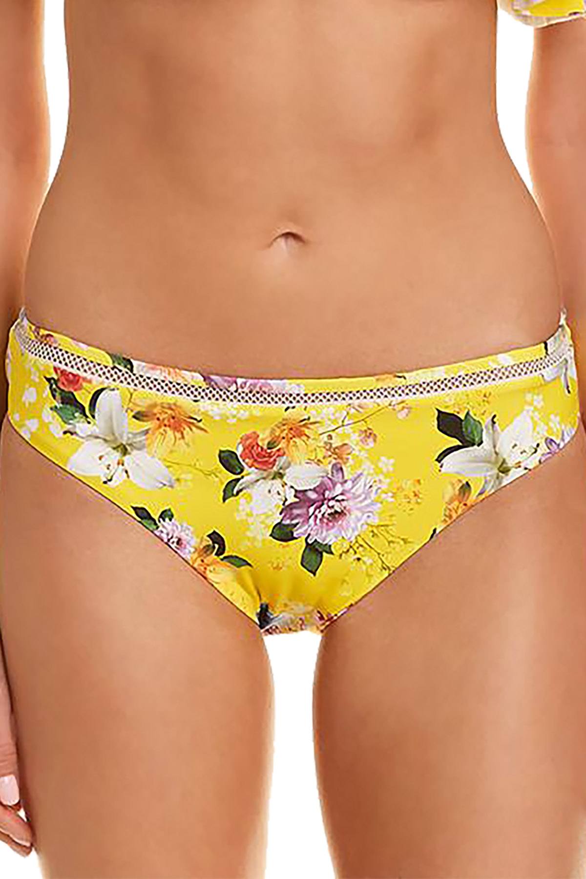 Nanette by Nanette Lepore Monaco Bouquet Hipster Bikini Bottom in Lemon