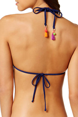 Nanette by Nanette Lepore Talavera Mosaic Triangle Bikini Top in Blue thumbnail 3