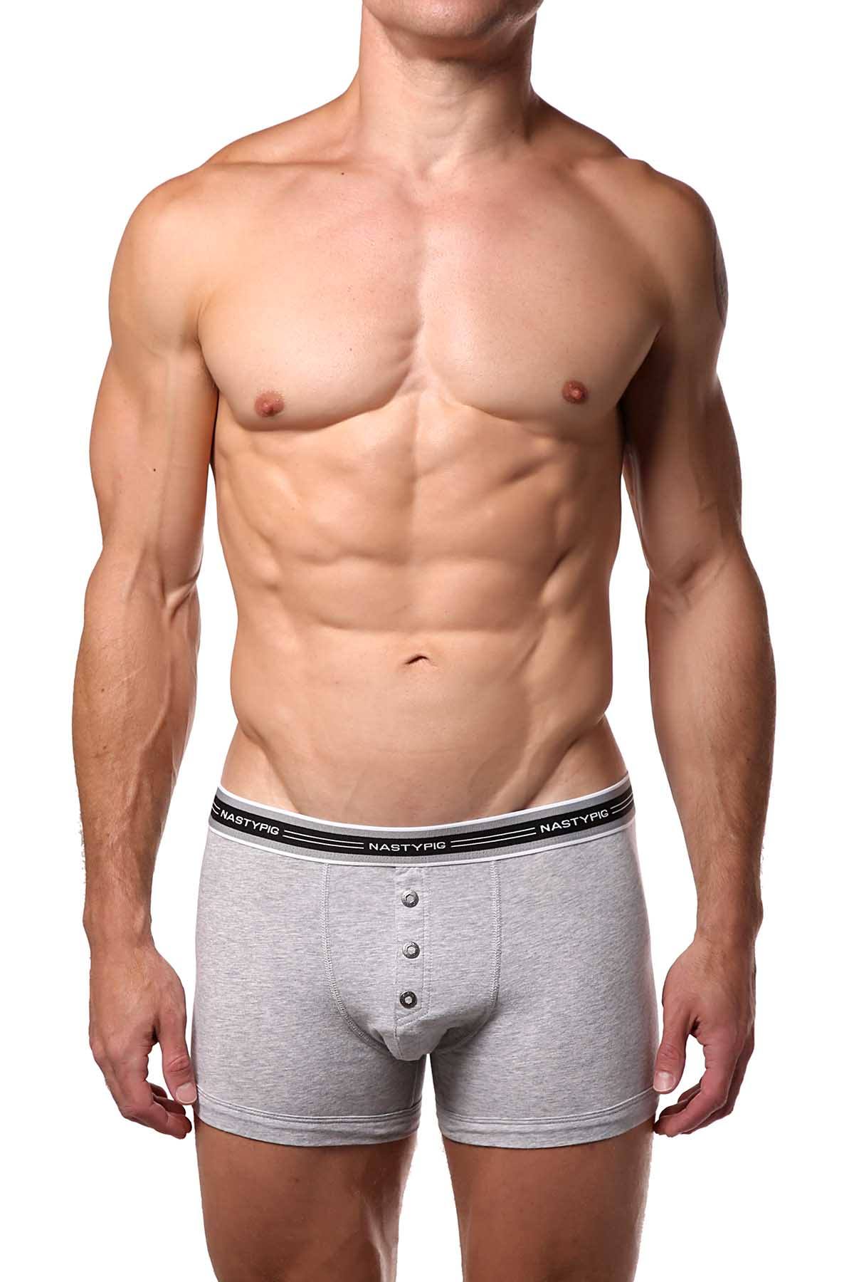 Nasty Pig Sport Light-Heather-Grey Button Boxer Brief