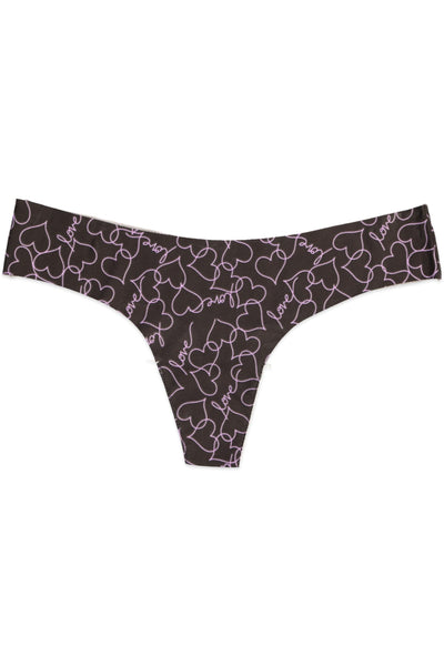 Native Intimates Black Love Hearts Thong
