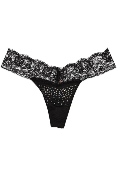 Native Intimates Black Thong w/ Sequins