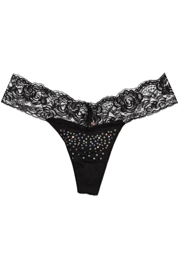 Native Intimates Black Thong w/ Sequins