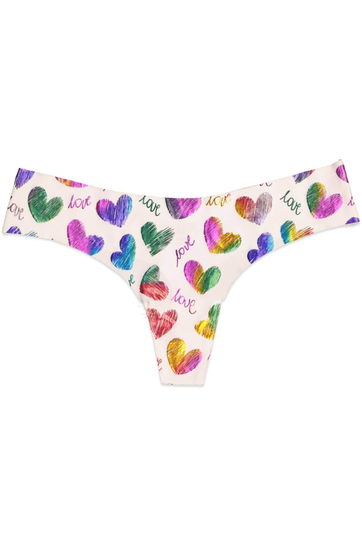 Native Intimates White Rainbow Heart Thong
