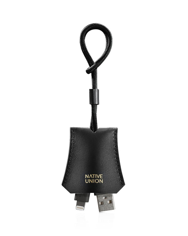 Native Union Lightning Charging Cable With Leather Pouch Black