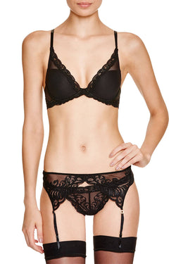 Natori Black Sheer Embroidered Garter Belt thumbnail 3